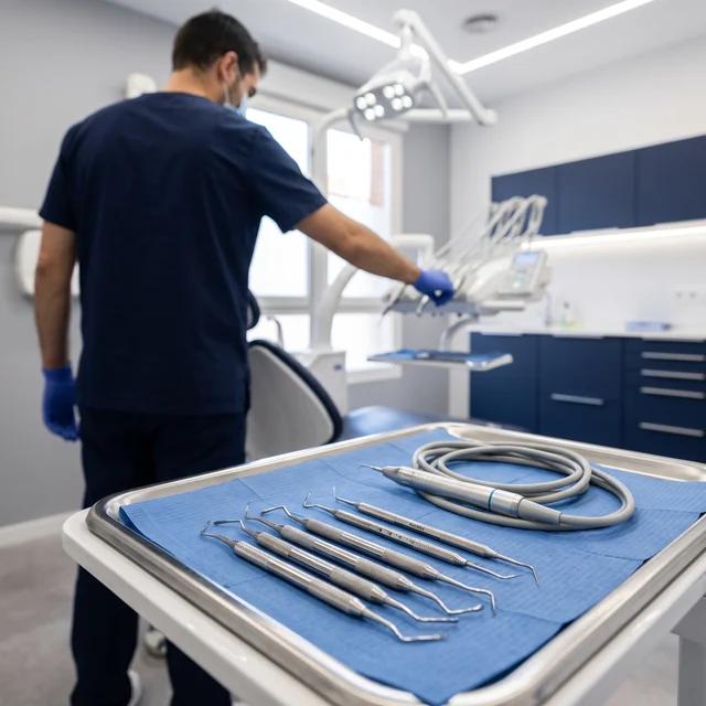 Curetas periodontales, sonda milimetrada y ultrasonidos preparados para un raspado y alisado radicular en Odontis Rivas